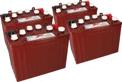 Image de 4 batteries de traction profondes 12V 150Ah de la marque Trojan, modèle T-1275 - es ELPT