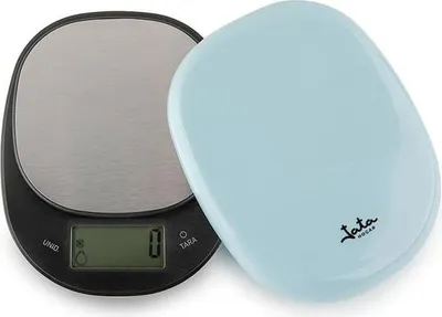 Produktbild von JATA HBAL1202, Elektronische Küchenwaage, 5 kg, 1 g, Schwarz, Blau, Metallisch, Edelstahl, Metall