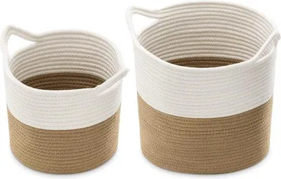 Produktbild von Weiße Baumwoll- Aufbewahrungsboxen, 2er-Set, verschiedene Größen