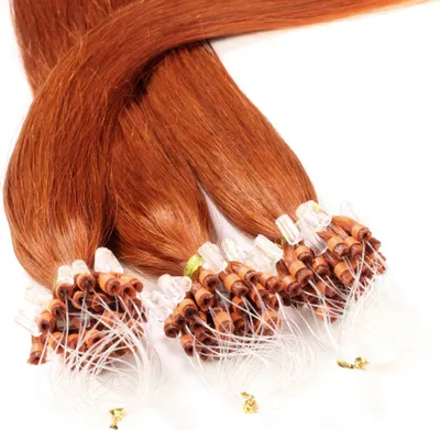 Produktbild von hair2heart Microring Extensions Echthaar glatt 8/43 Hellblond Rot-Gold - 25 Strähnen 0.5g 60cm, Echthaar Extensions für dauerhafte Haarverlängerung