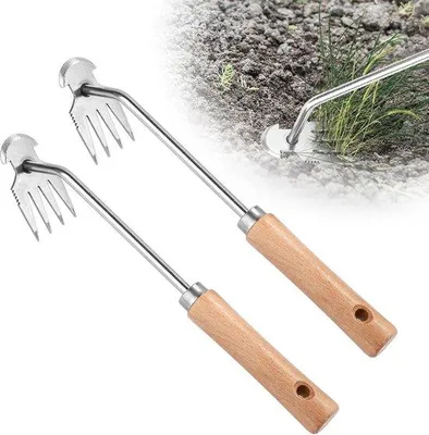 Immagine prodotto di Diserbatore manuale a 4 denti con manico in legno, portatile