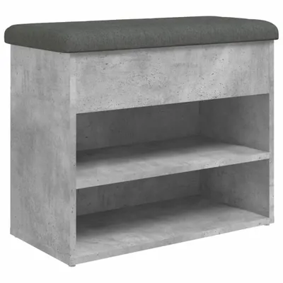 A shoe bench with two shelves and a padded top, presented against a white background.