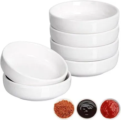 Zdjęcie produktu dla Ceramiczna miseczka mini 9 cm – biała miseczka do sosu sojowego, idealna do sushi i przekąsek