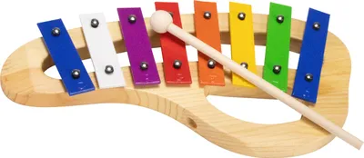 Produktbild von GICO Kinder Xylophon für Kinder Metallphon mit Griff aus Holz mit 8 Tönen L: 31 cm - 3813