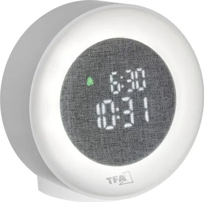 Produktbild von TFA 60.2047 digitaler LED Lichtwecker mit Stoffbezug Nachtlicht Lichtsensor Snooze Quarzuhr Datum