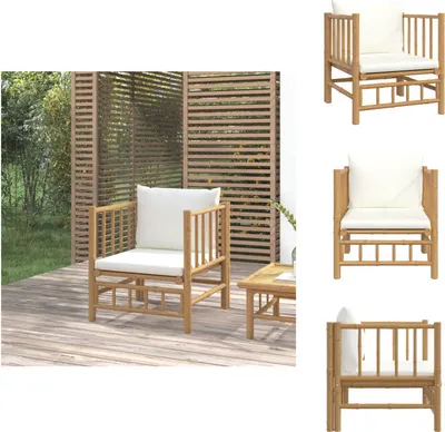 Produktbild von vidaXL Gartensessel mit Cremeweißen Kissen Bambus -  Gartensofaelemente