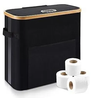 Zdjęcie produktu dla Pudełko do przechowywania papieru toaletowego 32 l, bambus, na 12 rolek, do toalety