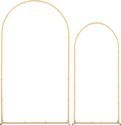 Immagine prodotto di Supporto per fondale ad arco, set di 2, 2,2 m e 1,8 m, struttura stabile, facile da montare, supporto per fondale ad arco in metallo dorato con copertura per matrimoni, feste di compleanno, celebrazioni e decorazioni per cerimonie