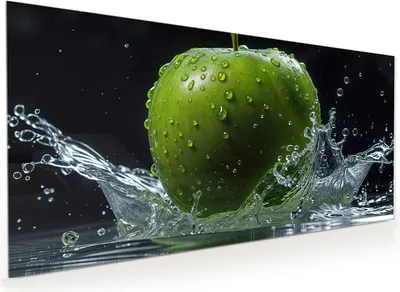 Produktbild von Küchenrückwand Spritzschutz Glas mit Motiv Apfel im Wasser 40 x 40 cm
