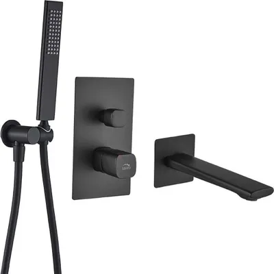 Immagine prodotto di TORES Black Laveo Miscelatore da incasso per vasca con set doccia