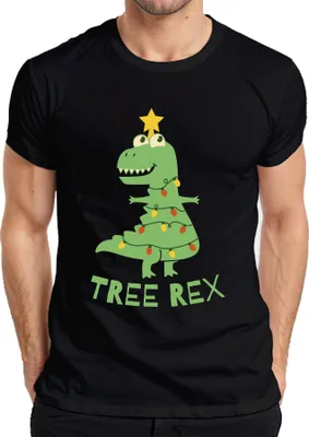 Produktbild von Tree Rex Weihnachtsbaum T-Rex - Weihnachten Weihnachtsgeschenk Christmas Herren T-Shirt, Schwarz, L