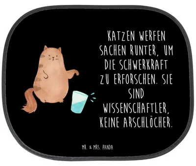 Produktbild von Mr. & Mrs. Panda auto fensterblende Katze Wasserglas - Schwarz - Geschenk, Sonnenschutz Seitenscheibe, Katzen, für, Neugierig, Wasser, autofenster, Cats, Autoscheiben