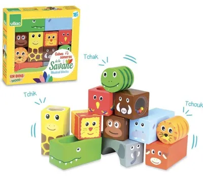 Produktbild von Vilac Holz Musikbausteine Savanne Tiere pädagogisches Spielzeug