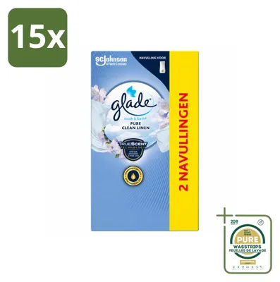 Immagine prodotto di 15 ricariche Glade Touch & Fresh, profumo Pure Clean Linen - 10 ml - confezione risparmio - 15 pezzi