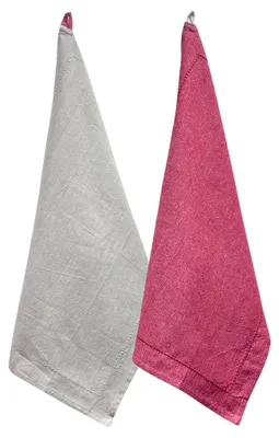 Immagine prodotto di HOME ELEMENTS Strofinaccio in cotone riciclato, 2 pezzi, 50 x 70 cm, beige e rosso