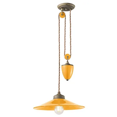 Produktbild von Vintage Farben Kronleuchter Eisen und Keramik Gelb 1 Licht E27