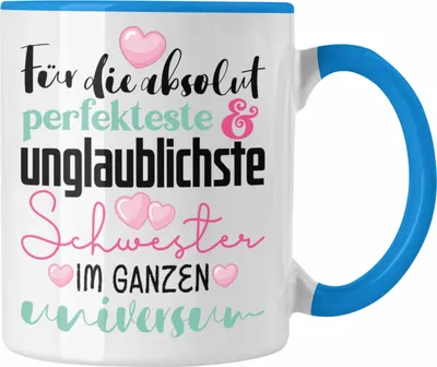 Produktbild von Trendation - Beste Schwester Geschenk Tasse Spruch zum Geburtstag Weihnachten Geschenkidee von Bruder für Schwester (Blau)