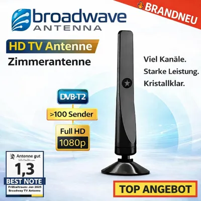 Produktbild von BroadWave™ HD TV Antenne Zimmerantenne DVB-T2 100+ Sender Rewave 1080p Original