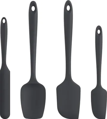 Immagine prodotto di Spatola in silicone - resistente al calore e antiaderente - set di 4 - nera - per cucinare e cuocere al forno