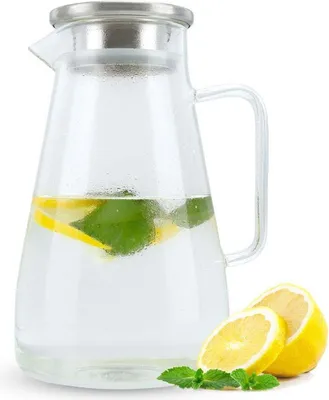 Produktbild von Intirilife Karaffe in KLAR – 1,5 Krug mit Henkel und Deckel hitzebeständig geeignet für heiße und kalte Getränke, Tee, Kaffee, Wasser uvm.