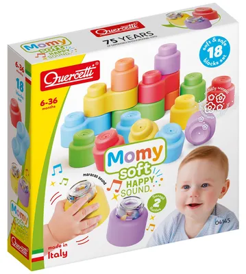 Imagen del producto de Quercetti: Juego de construcción para bebés con sonido, 18 piezas