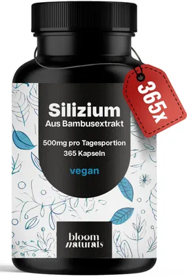 Produktbild von Bloom Naturals Silizium Hochdosiert 365 Kapseln 500mg vegan