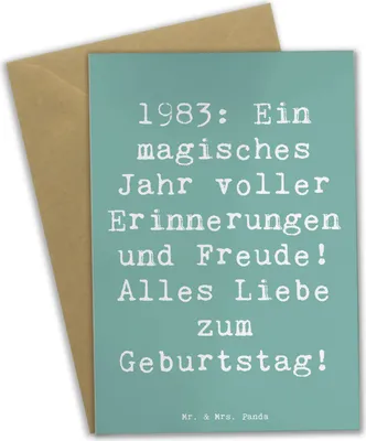 Produktbild von Mr. & Mrs. Panda Grußkarte Spruch 1983 Geburtstagserinnerungen - Meeresbrise - Geschenk, weihnachtskarten, Herzlichen Glückwunsch, hochzeitskarten, einladungskarten