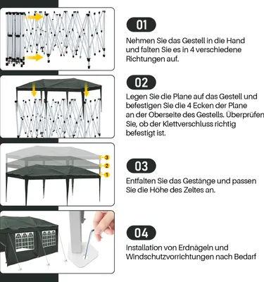 Image de TolleTour Pavillon 3 x 6m Pop Up Pliable Tente de jardin, protection UV 50+ Pavillons Tentes de réception Tente de réception pour camping / jardin / mariage / plage, dix côtés bleu