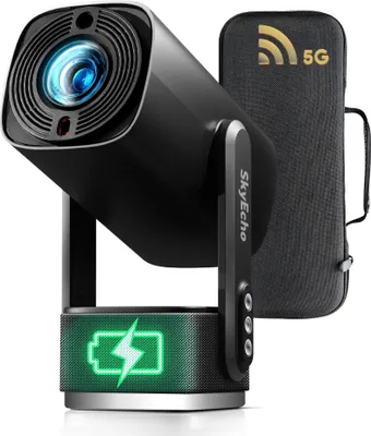 Obrázek produktu pro FreeONE 1080P mini projektor 350ANSI, Wifi Bluetooth, podpora 4K, velikost projekce 150 palců, 270° rotace Mini projektor, TV box, počítač, notebook