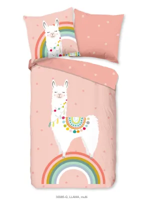 Produktbild von Duvet cover Good Morning 135x200 + 1* 80x80 cm - llama and rainbow