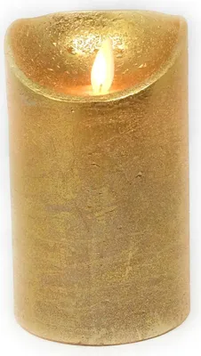 Produktbild von LED echtwachs Stumpenkerze gold Einschaltautomatic + Timer Kerze 10 cm