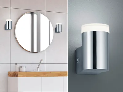 Immagine prodotto di Applique a LED RAY cromata bianca 4W, bianco caldo, 340 lm, plastica, dimensioni: 8,3 x 5,2 x 5,2 cm, IP44, Trio