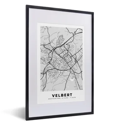 Produktbild von MuchoWow® Gerahmtes Poster Karte - Velbert - Karte - Deutschland 40x60 cm - Poster mit Schwarzem Bilderrahmen Wandposter Rahmen Foto Bilder - Poster in Rahmen