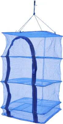 Image de 4 couches Filet de séchage pliable Herbes Poisson Filet de séchage carré pour plantes Cage de séchage pour légumes (bleu)