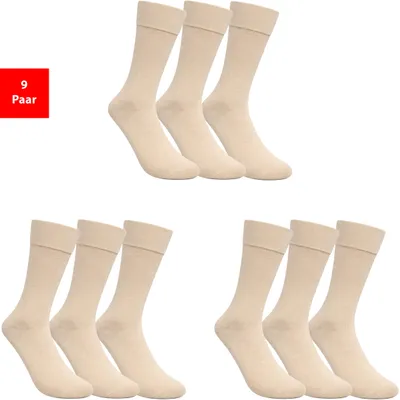 Produktbild von Diabetikersocken Damen & Herren Gesundheitssocken ohne Gummibund & Naht weich druckfrei - Beige 39-42 9 Paar