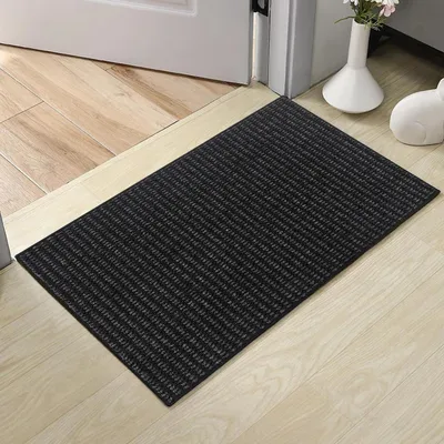 Zdjęcie produktu dla Mata podłogowa wewnętrzna, 50x80 cm, płaska, czarna, antypoślizgowa, z podłożem TPE