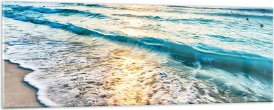 Produktbild von Bilder auf glas - Meer Welle Strand - 90x30cm - Glasbilder - Wandbilder - Kunstdruck - zum Aufhängen bereit - Wanddekoration aus Glas - Glas Bilder - Wandbild auf Glas - Einteilig - GAB90x30-3621