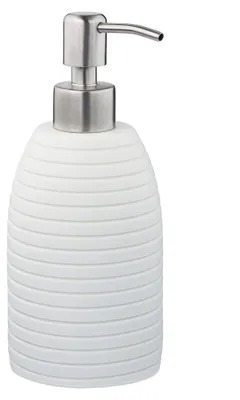 Produktbild von 2 x Seifenspender, 300 ml, nachfüllbar, Bad, WC, Küche, Flüssigseifenspender, Polyresin, Edelstahlpumpe, weiß