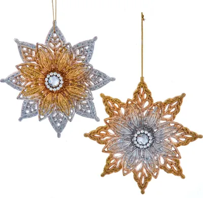 Produktbild von Poinsettia Weihnachtsdekoration Ornament aus robustem Kunststoff, 12 cm lang
