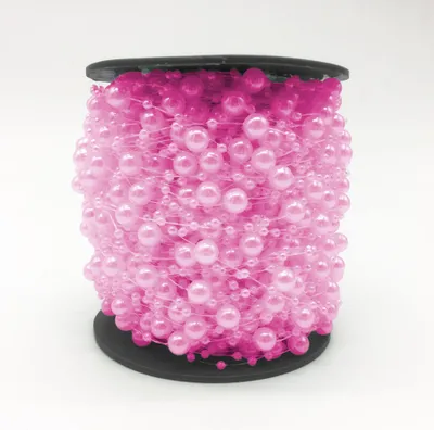 Imagen del producto de 5 guirnaldas de perlas, aproximadamente 120 cm de largo, con perlas de 8 mm, color rosa claro