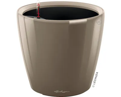 Obrázek produktu pro Samozavlažovací květináč Lechuza Classico LS Ø 50 x 47 cm taupe včetně zavlažovacího systému, vložky na rostliny, substrátu a ukazatele stavu vody