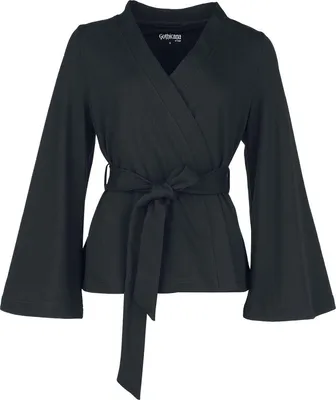 Produktbild von Gothicana by EMP Damen schwarze Kimono-Blazerjacke mit Gürtel S