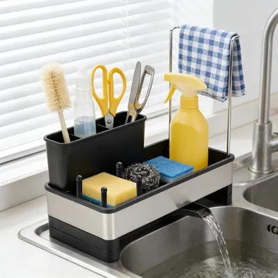 Produktbild von Spülbecken-Organizer Edelstahl, mit Abtropfschale, 1 Stück, für Küche