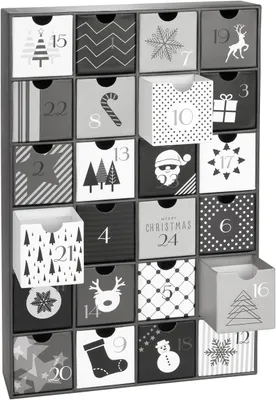 Productafbeelding van Adventskalender om te vullen - Zwarte en witte kerst - DIY kerstkalender met 24 deurtjes voor waardebonnen