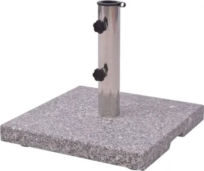Produktbild von vidaXL Sonnenschirmständer, elegant, quadratisch, 20 kg, Granit, 400x400x48 mm, für Ø 38/48 mm Schirmstangen, mit Zement gefüllt, inkl. 2 Adapter, DE24469