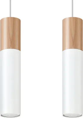 Produktbild von Hängeleuchte PABLO 2 weiß 2xGU10 10W Stahl/Holz 90x6x30cm Sollux Lighting