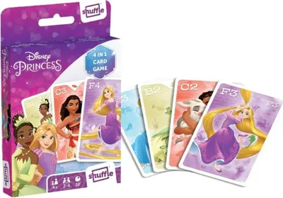 Image de Jeux de cartes de princesses Shuffle pour enfants - Snap 4 en 1, paires, familles heureuses et jeu d'action, instructions de jeu incluses, 4 ans et plus, Multicolore
