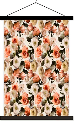 Produktbild von MuchoWow® Textilposter Blumen - Rosen - Farben 40x60 cm mit schwarzem Rahmen - Wanddekorationen