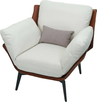 Produktbild von Sessel HWC-L82, Lounge-Sessel Cocktailsessel Polstersessel Relaxsessel, Kunstleder Stoff/Textil Metall  dunkelbraun