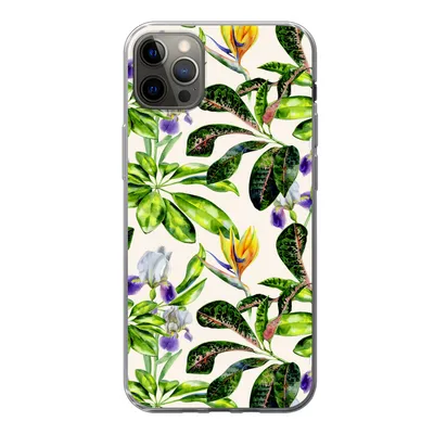 Produktbild von MuchoWow® Handyhülle Schutzhülle Hülle für iPhone 12 Pro Max Blätter - Strelitzia - Blüte Silikon Softcase Handy Hülle - Hartschale
